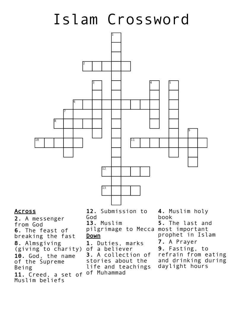 Islam Crossword
