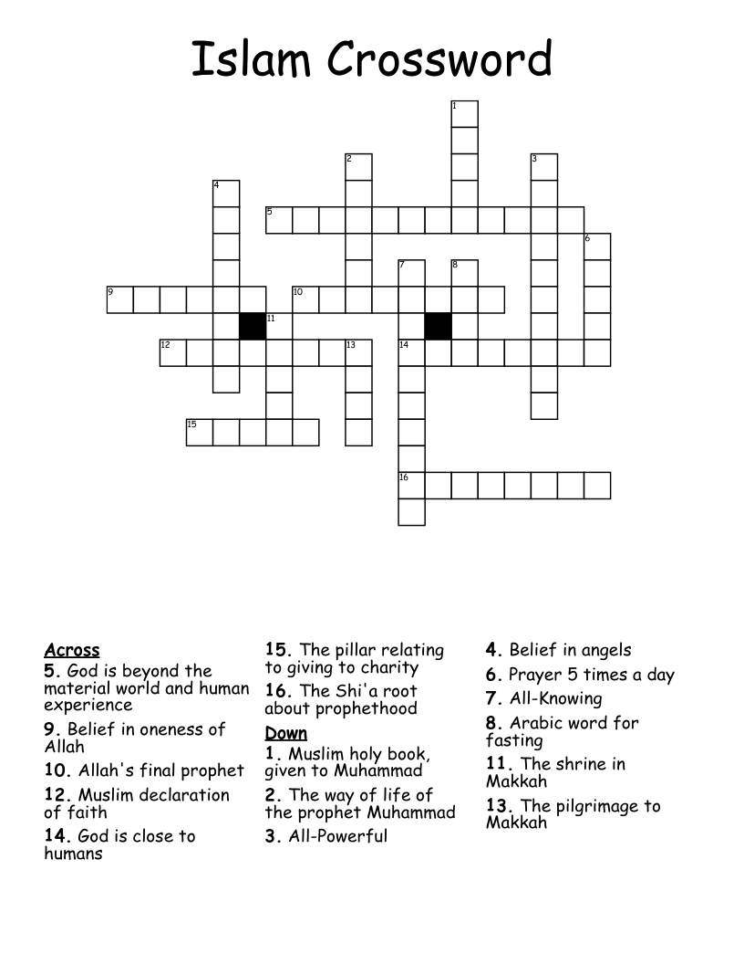 Islam Crossword