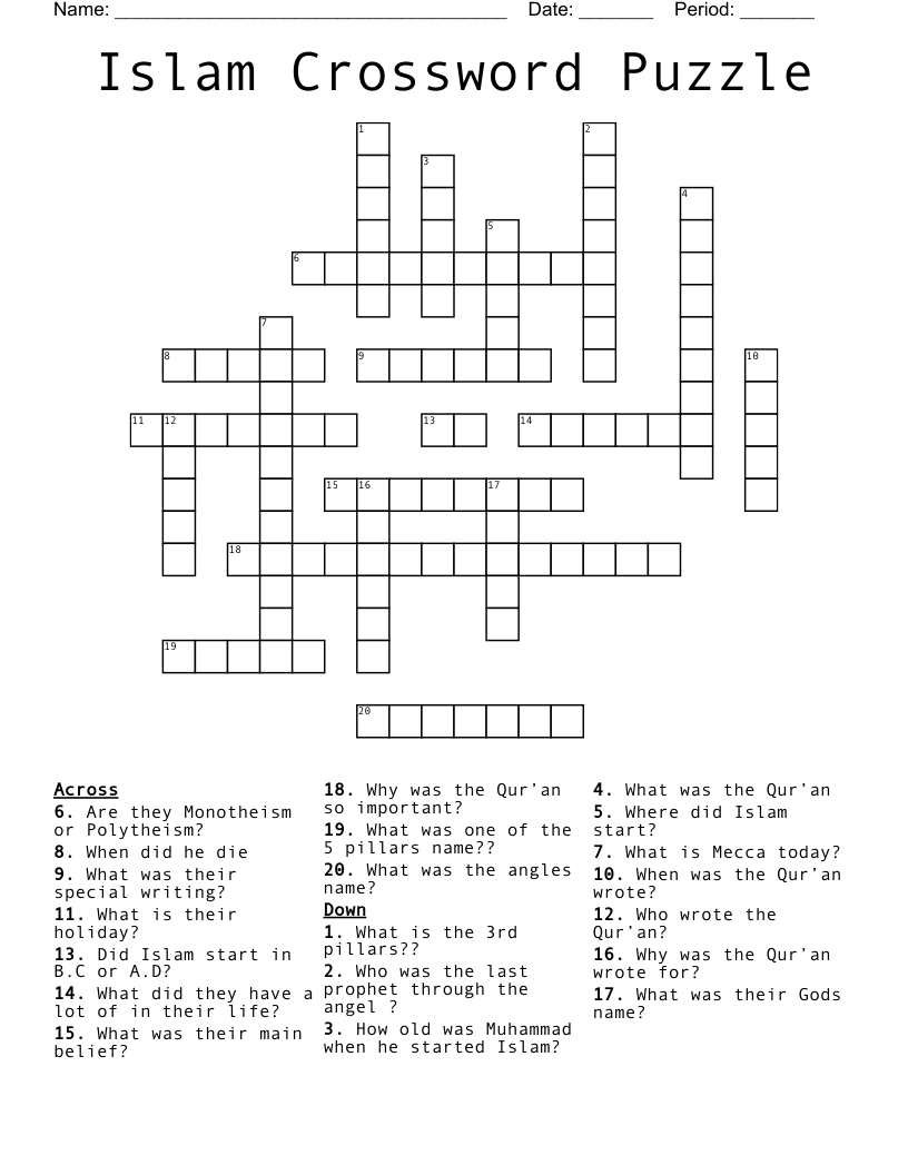 Islam Crossword Puzzle
