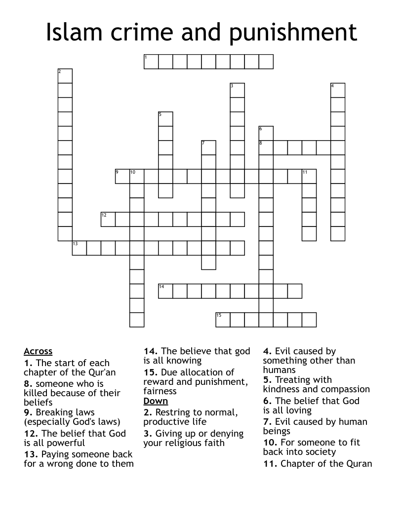 Islam crime and punishment  Crossword
