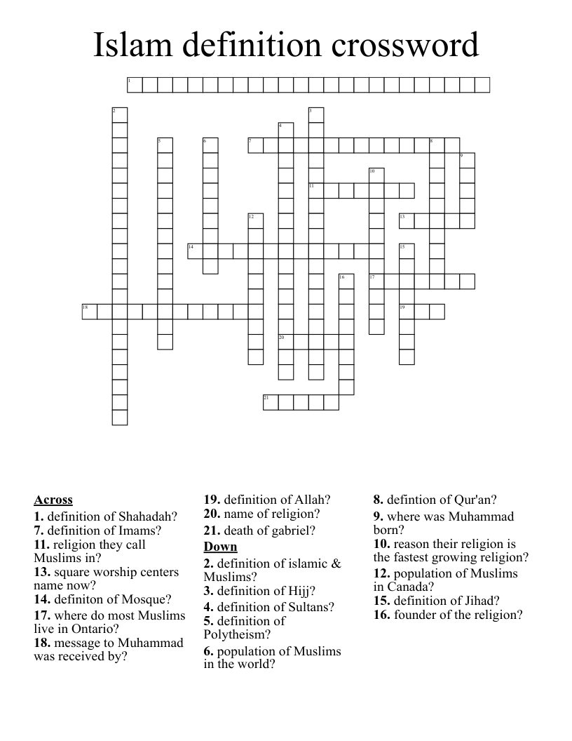 Islam definition crossword