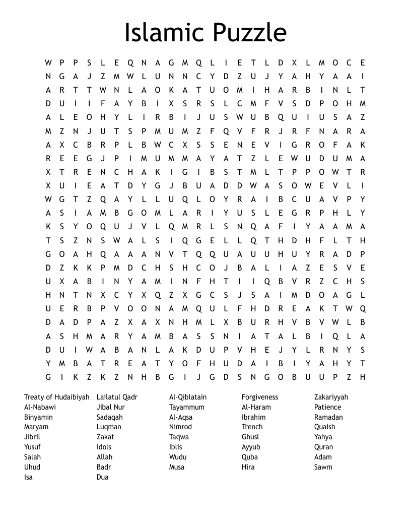 Islamic Puzzle Word Search