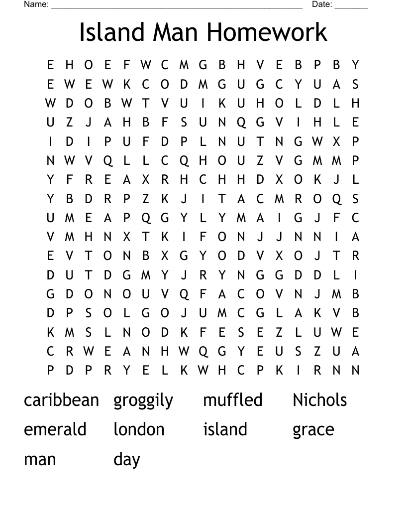 Island Man Homework  Word Search