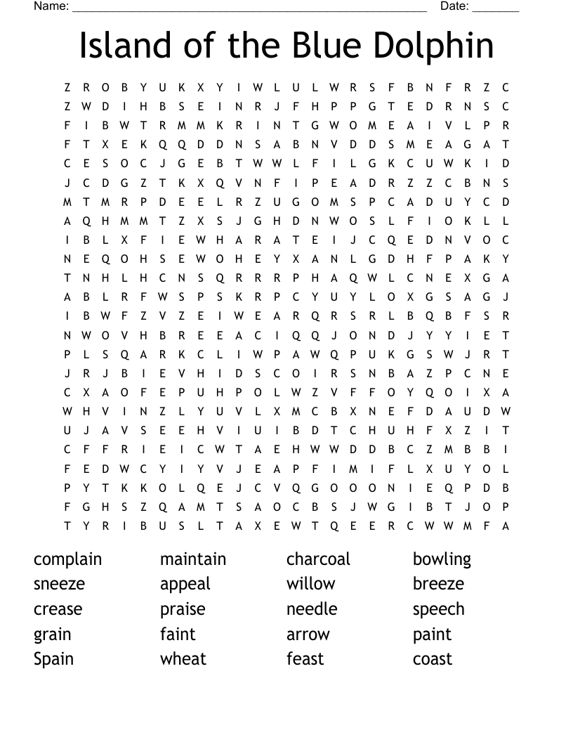 Island of the Blue Dolphin Word Search
