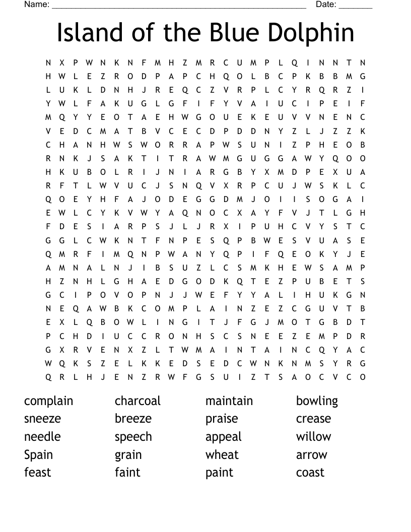 Island of the Blue Dolphin Word Search