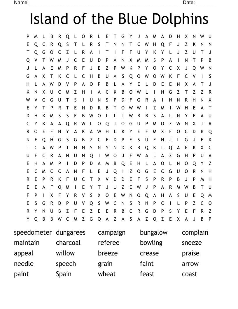 Island of the Blue Dolphins Word Search