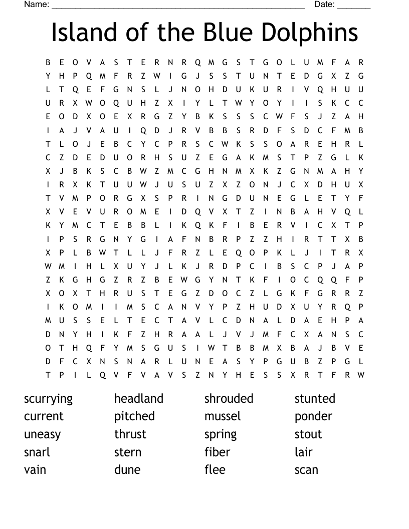 Island of the Blue Dolphins Word Search