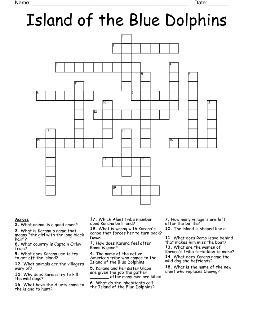 Island of the Blue Dolphins Crossword