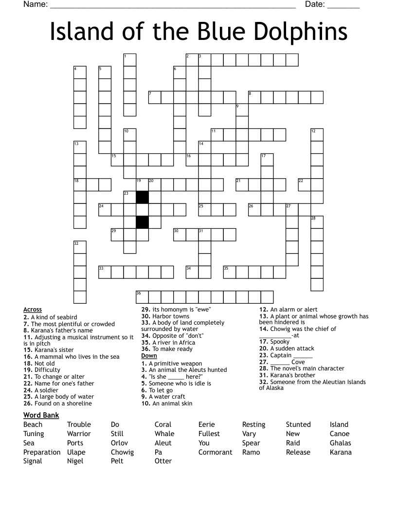 Island of the Blue Dolphins Crossword