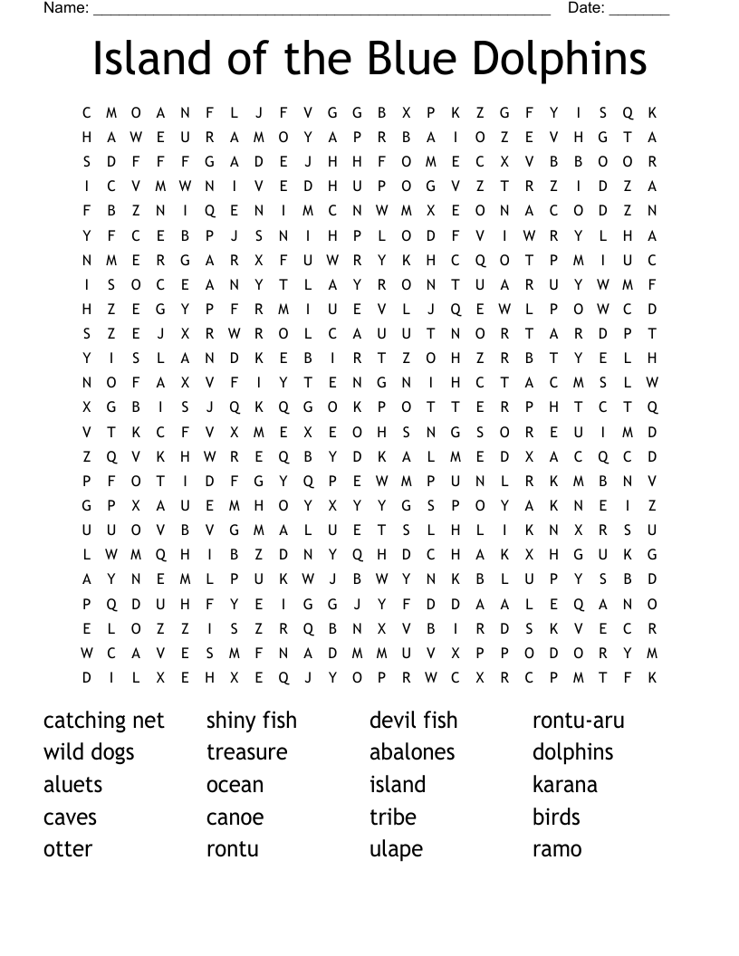 Island of the Blue Dolphins Word Search