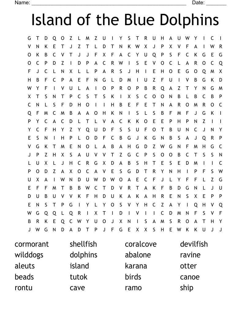 Island of the Blue Dolphins Word Search