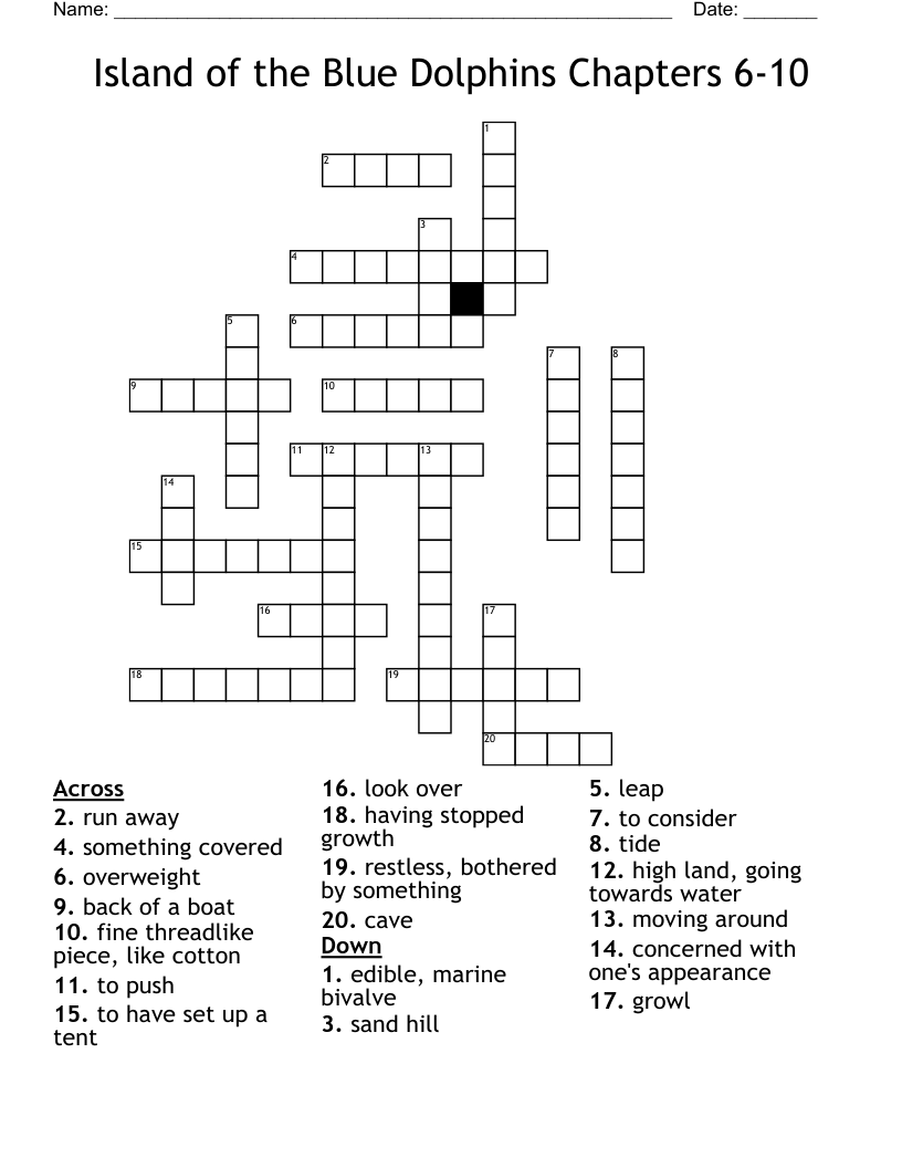 Island of the Blue Dolphins Chapters 6-10 Crossword