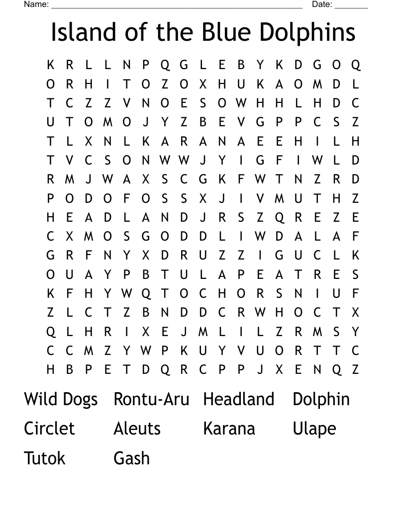 Island of the Blue Dolphins  Word Search