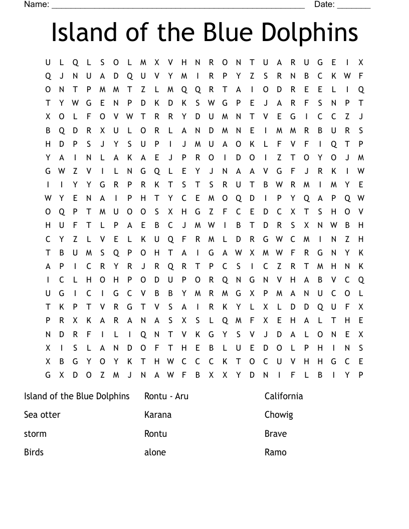 Island of the Blue Dolphins   Word Search