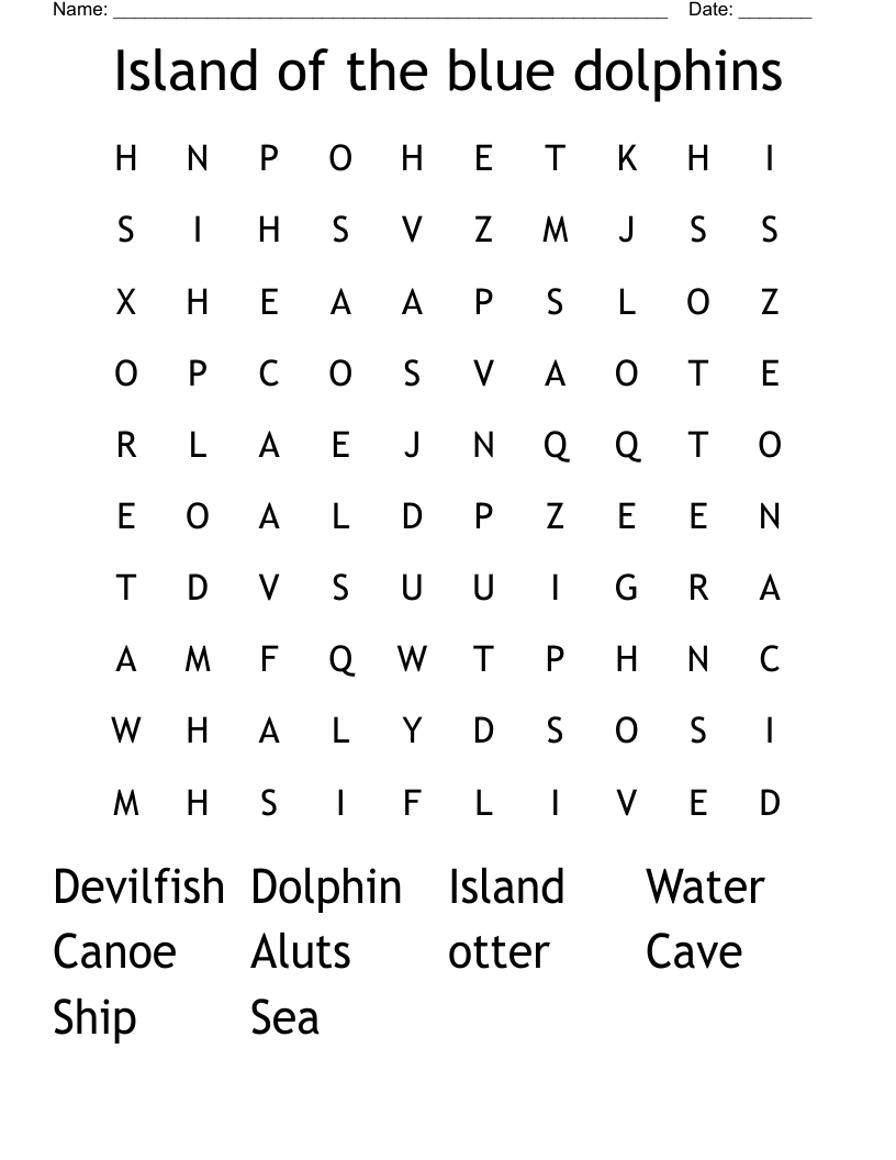 Island of the blue dolphins  Word Search