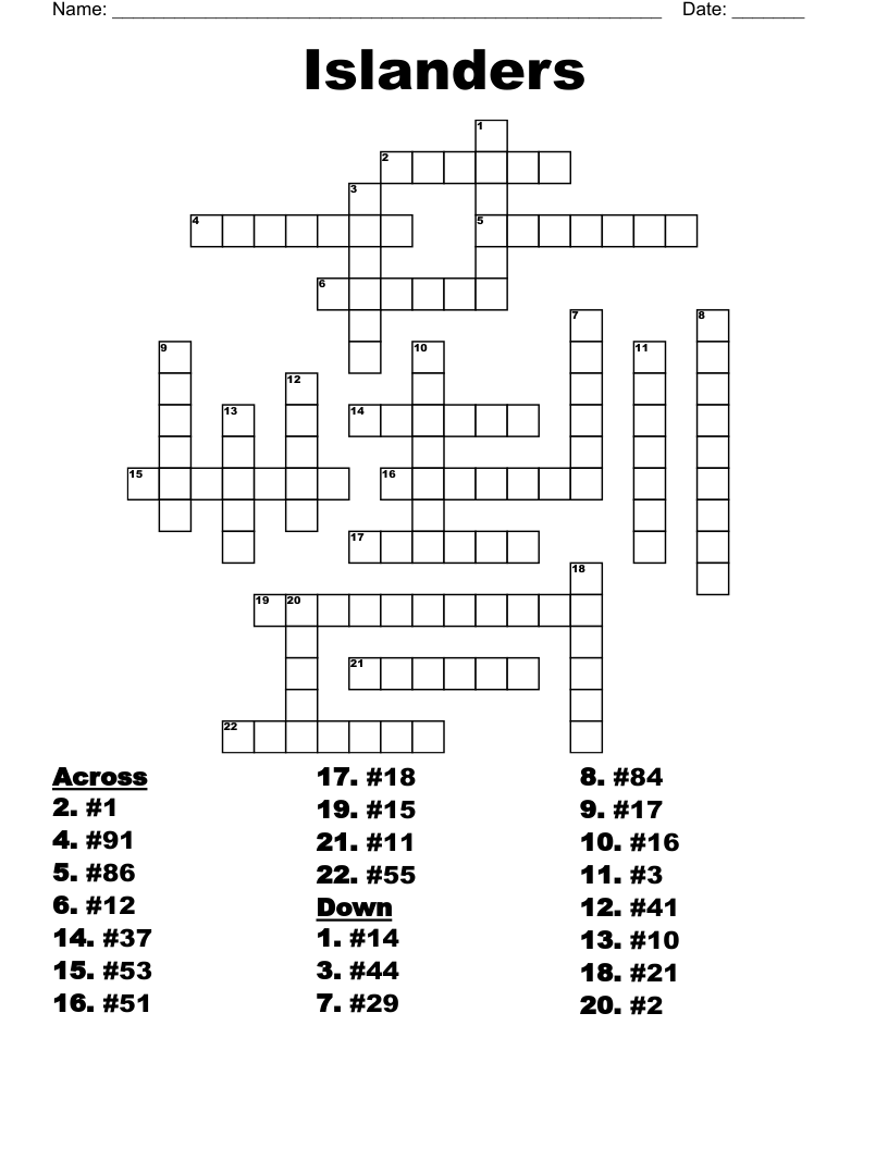 Islanders Crossword