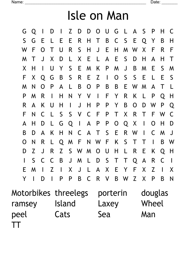 Isle on Man Word Search