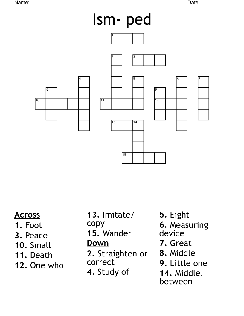 Ism- ped Crossword