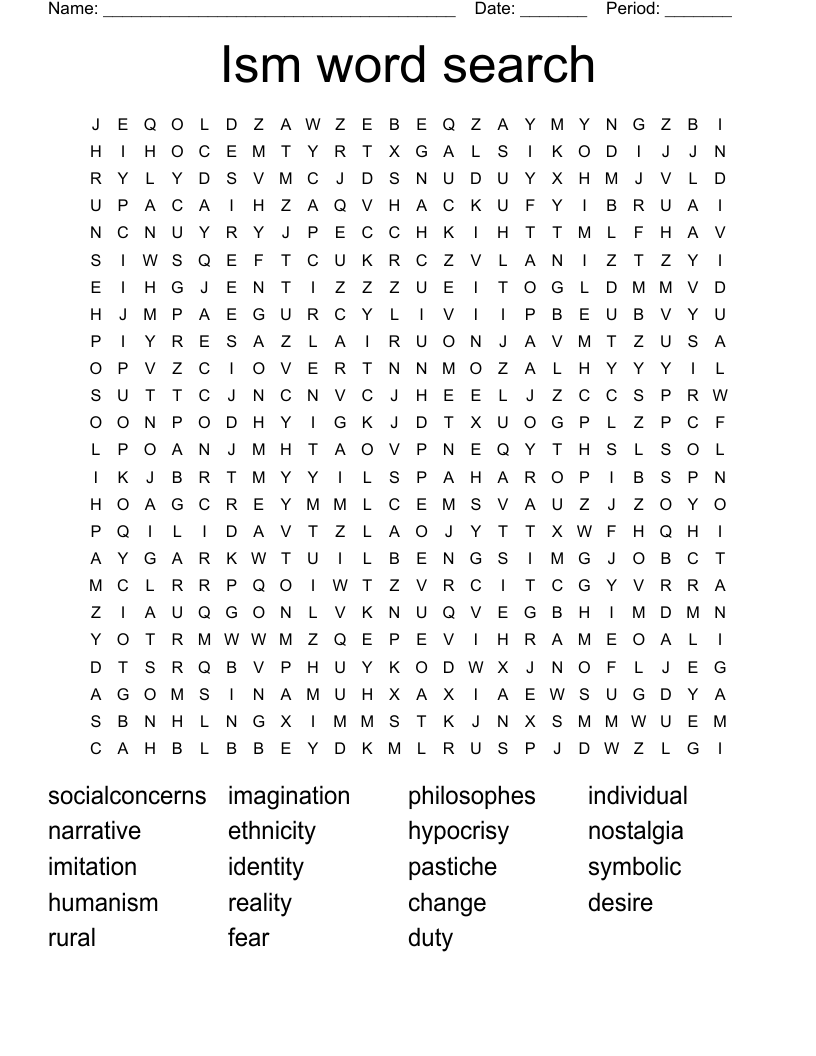 Ism word search