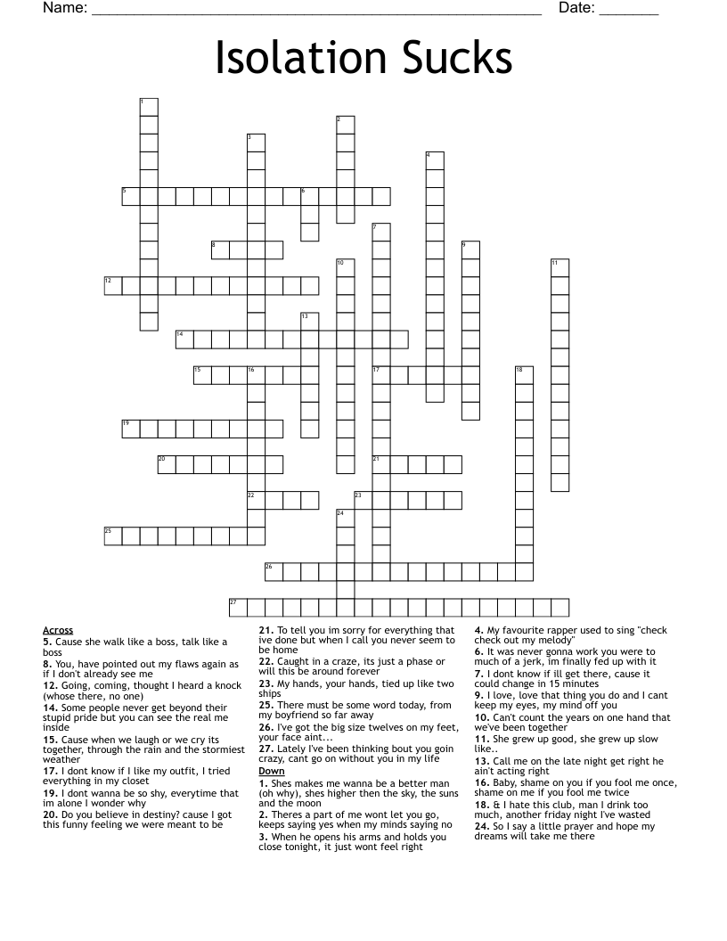 Isolation Sucks Crossword