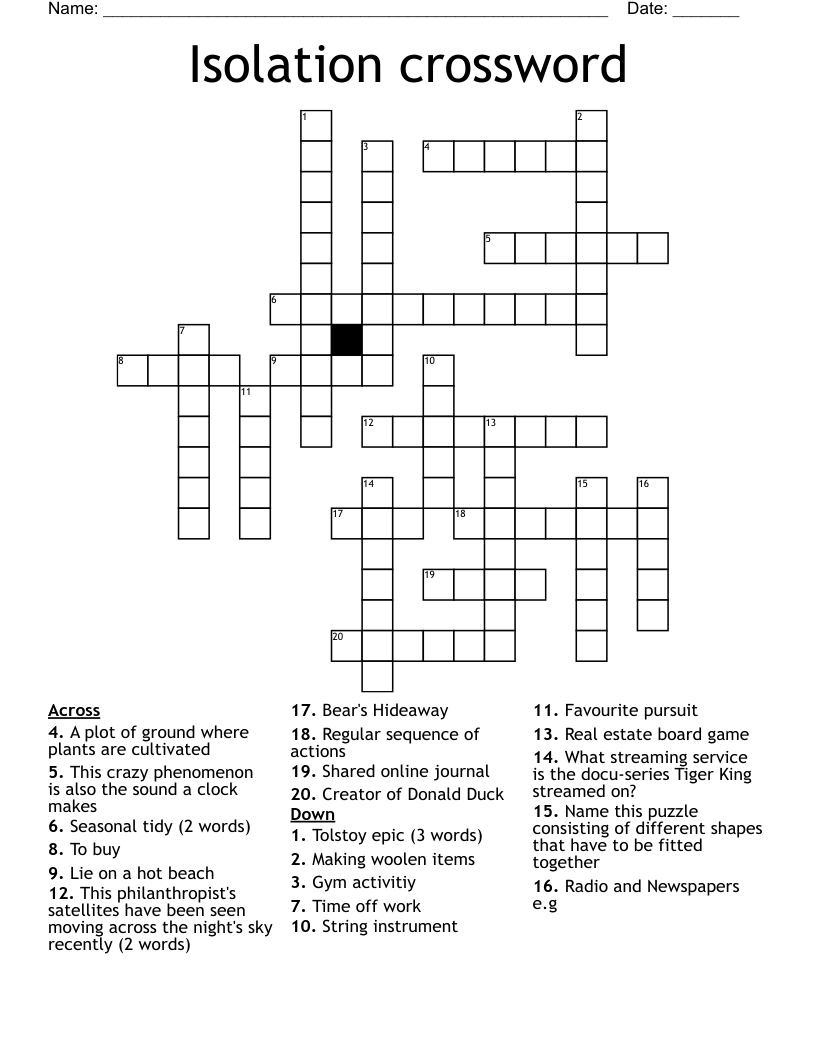 Isolation crossword