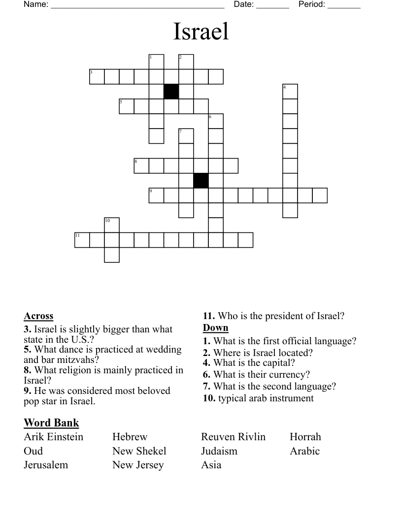 Israel Crossword
