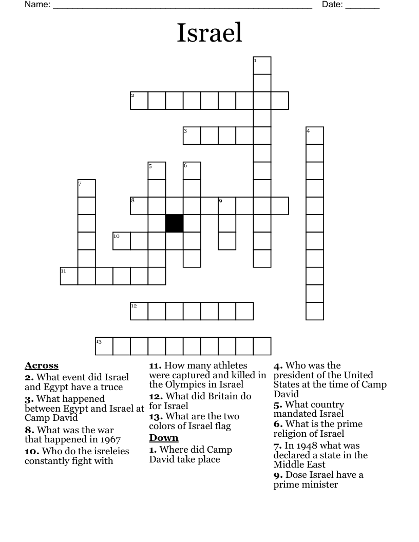 Israel Crossword