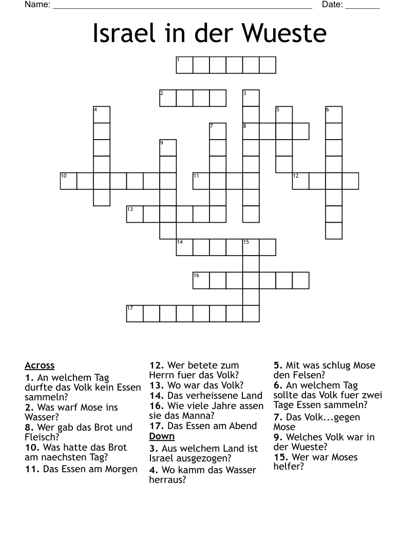 Israel in der Wueste Crossword