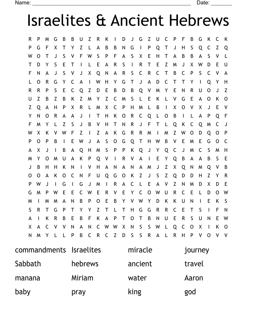 Israelites & Ancient Hebrews Word Search
