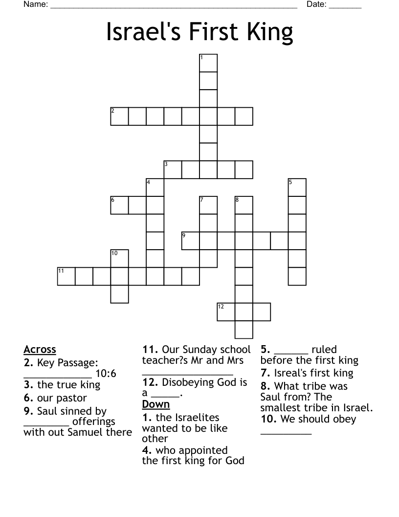 Israel's First King Crossword