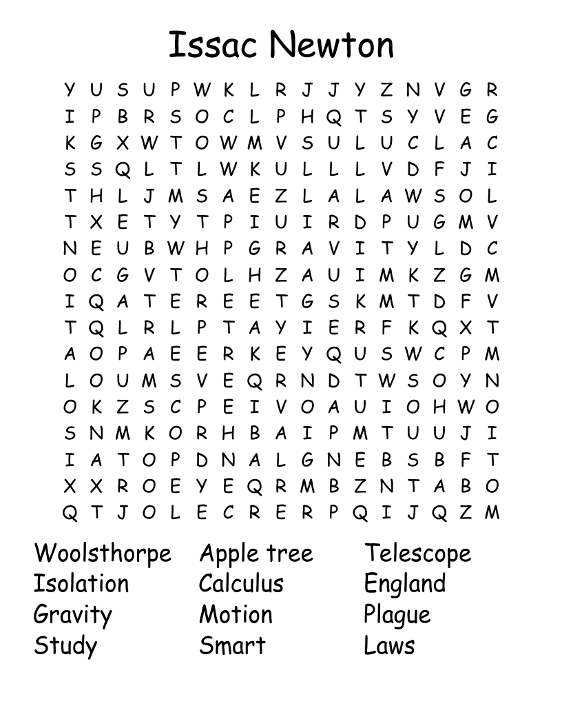 Issac Newton  Word Search