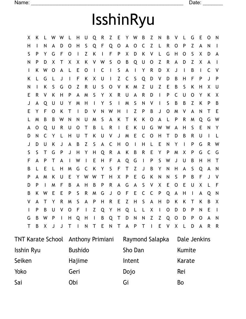 IsshinRyu Word Search