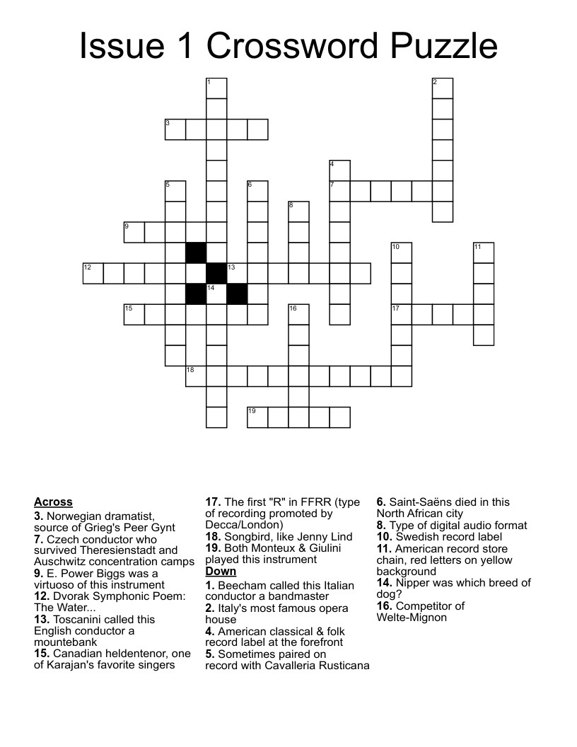 Issue 1 Crossword Puzzle