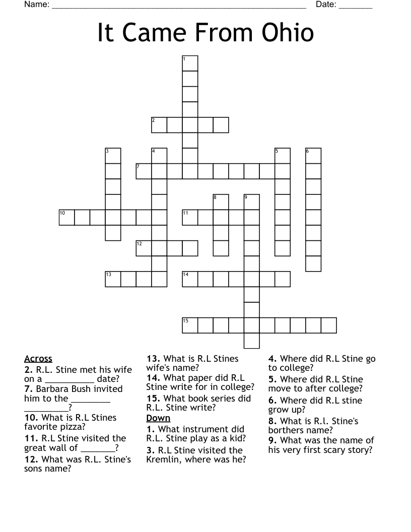 It Came From Ohio Crossword