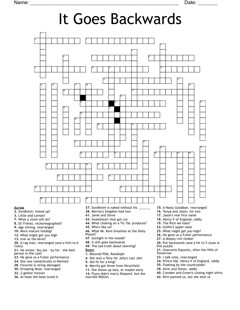 It Goes Backwards Crossword