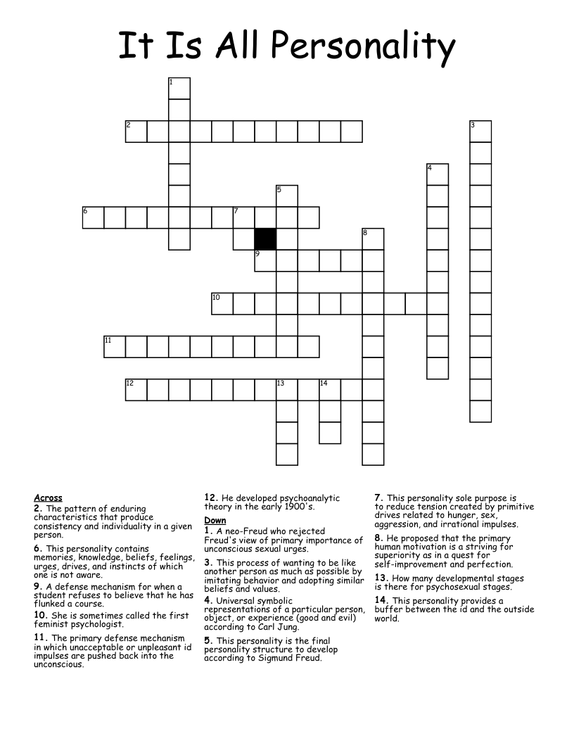 It Is All Personality Crossword