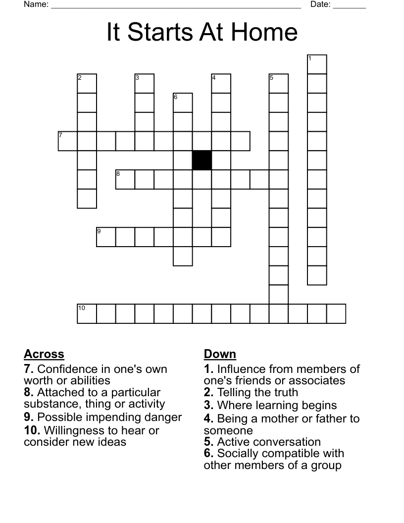 It Starts At Home Crossword