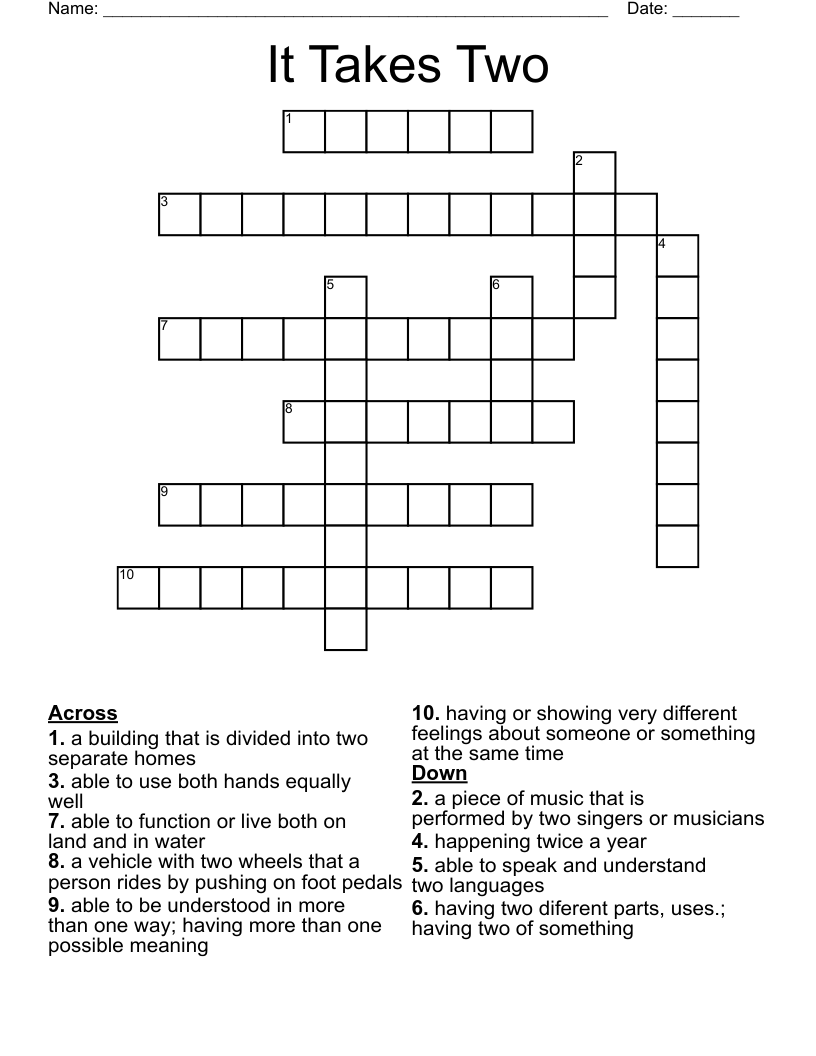 It Takes Two Crossword