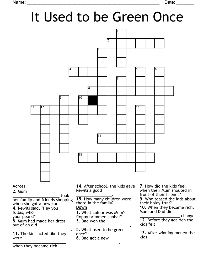 It Used to be Green Once Crossword
