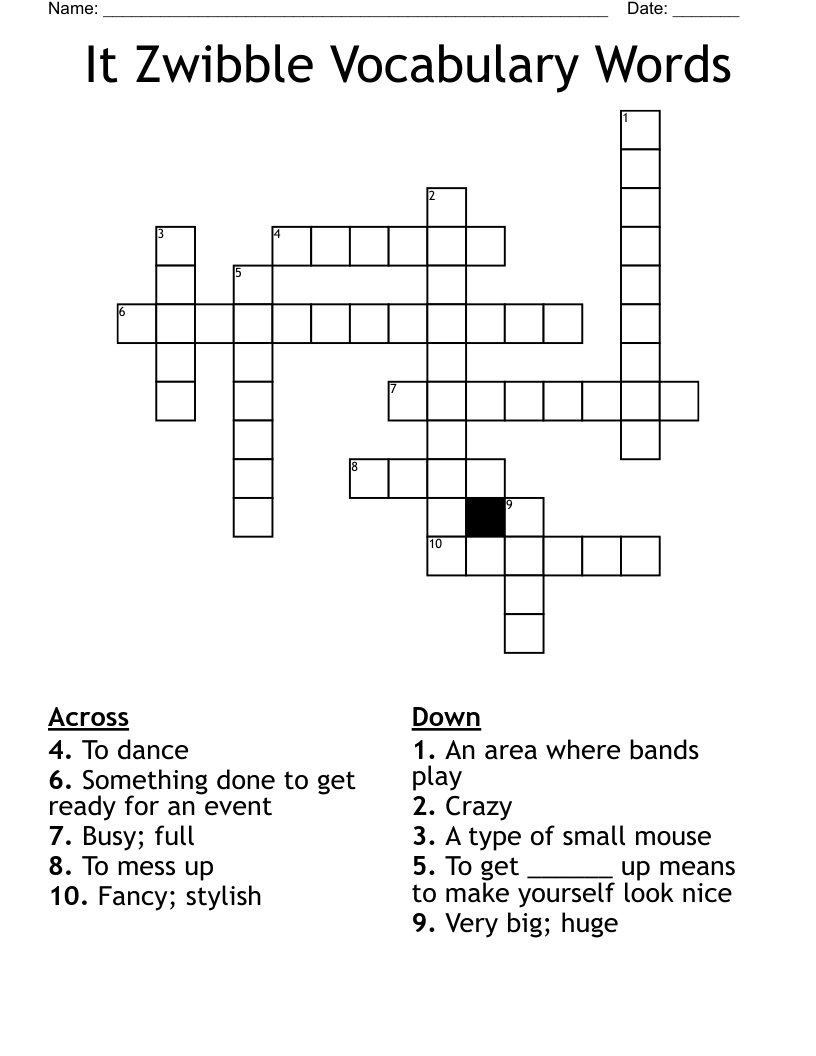 It Zwibble Vocabulary Words Crossword