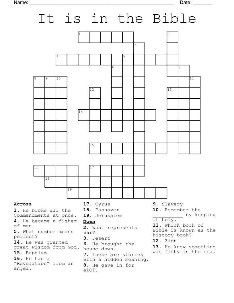 It is in the Bible  Crossword