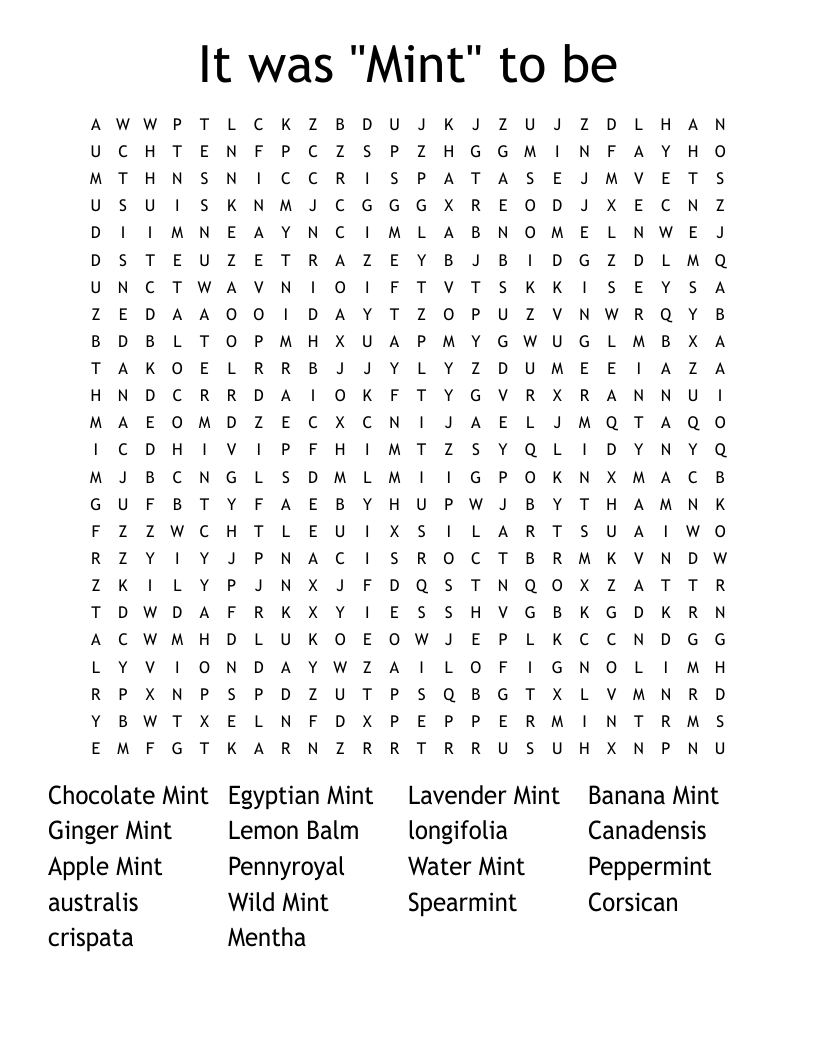 It was "Mint" to be Word Search