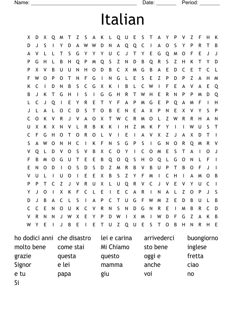Italian Word Search