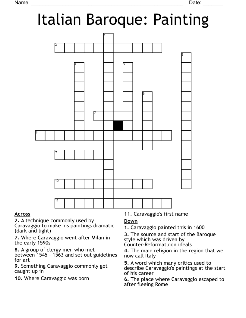 Italian Baroque: Painting  Crossword