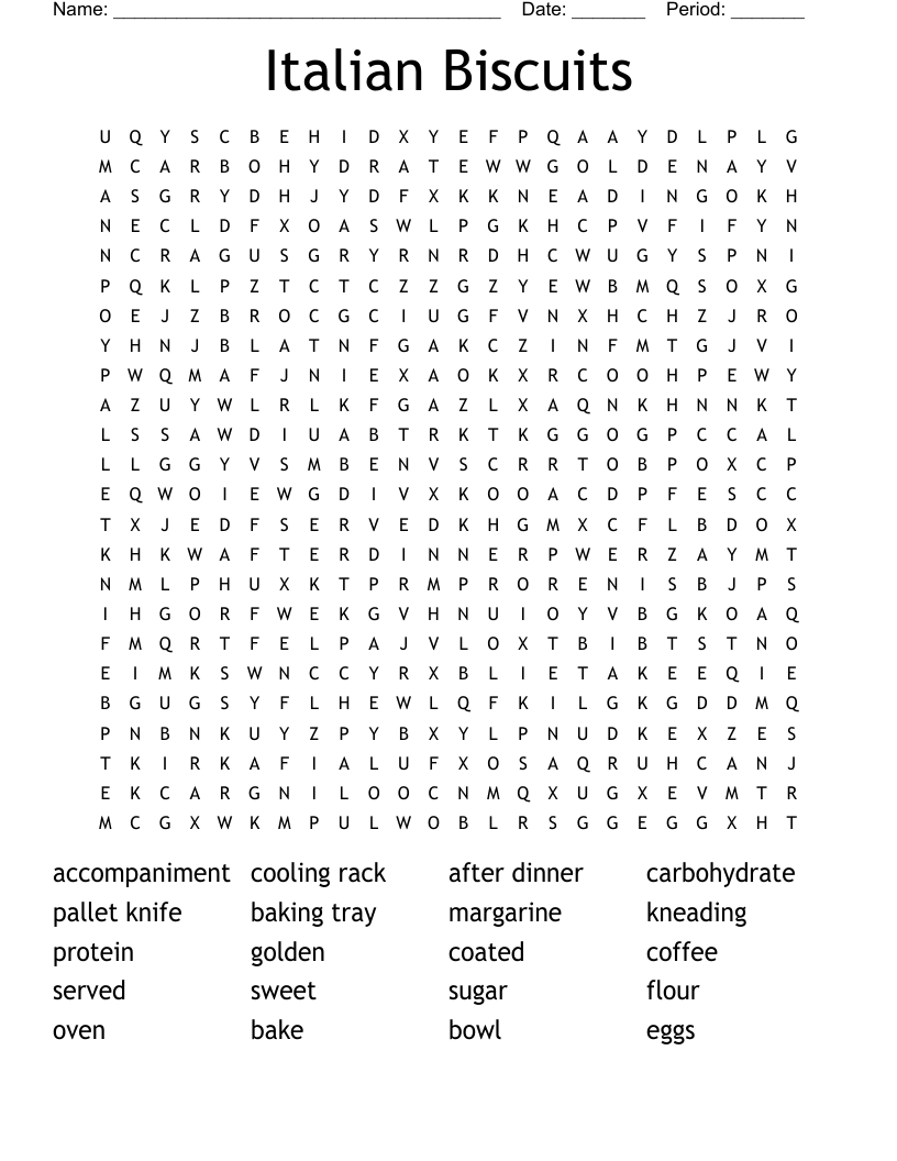 Italian Biscuits Word Search
