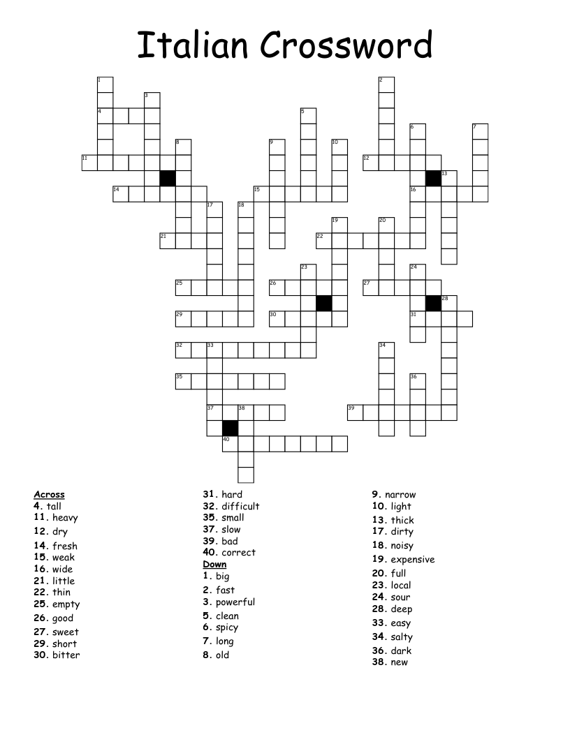 Italian Crossword