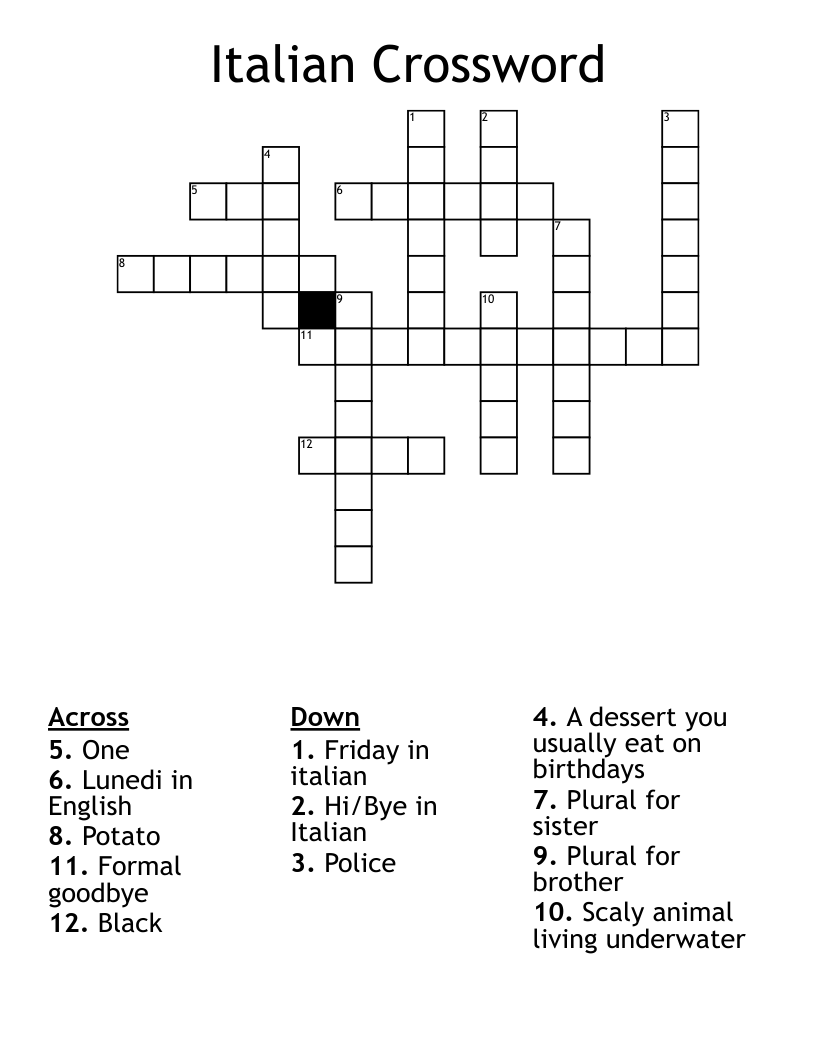 Italian Crossword