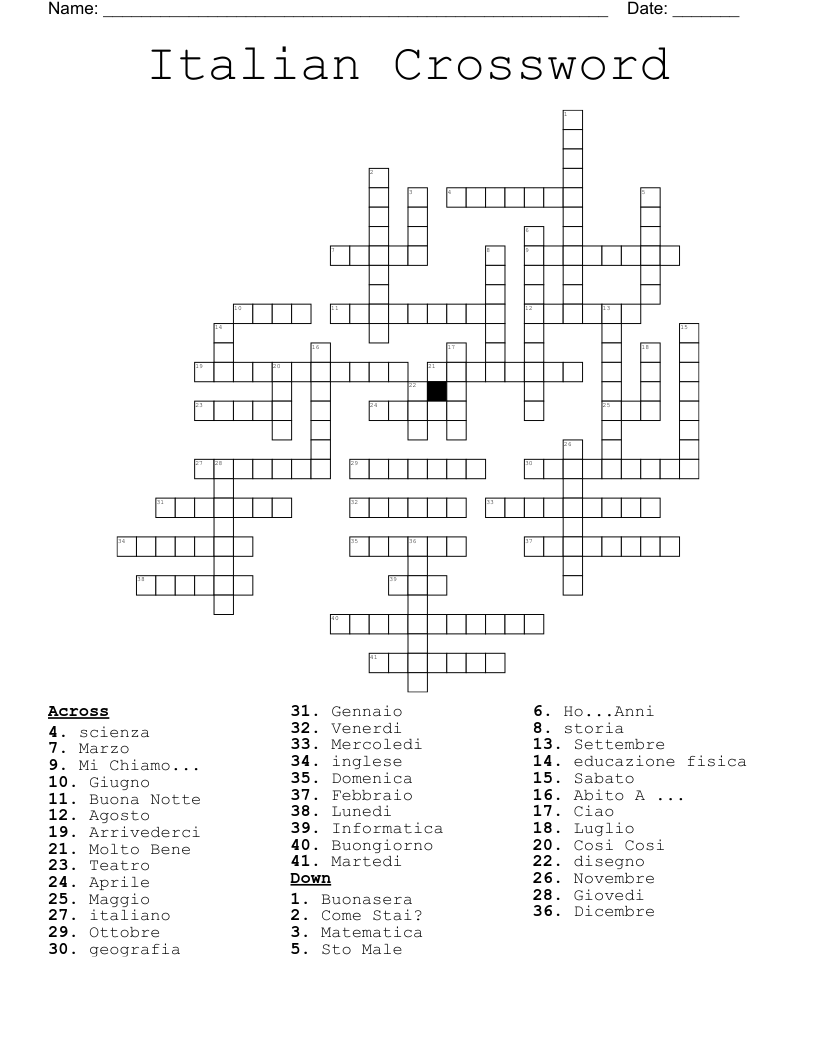 Italian Crossword