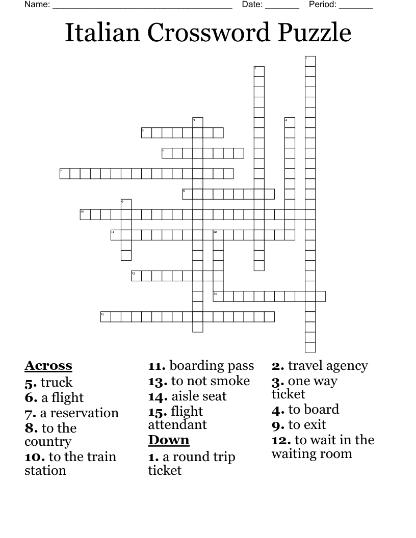 Italian Crossword Puzzle