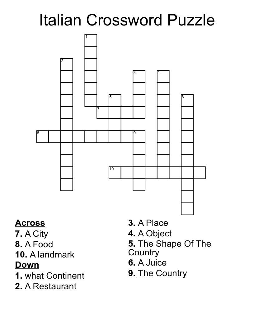Italian Crossword Puzzle
